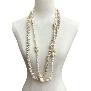Set of (2) Vintage Cowrie Shell‎ Necklaces Handmade Lei Single Strand Hawaiian
